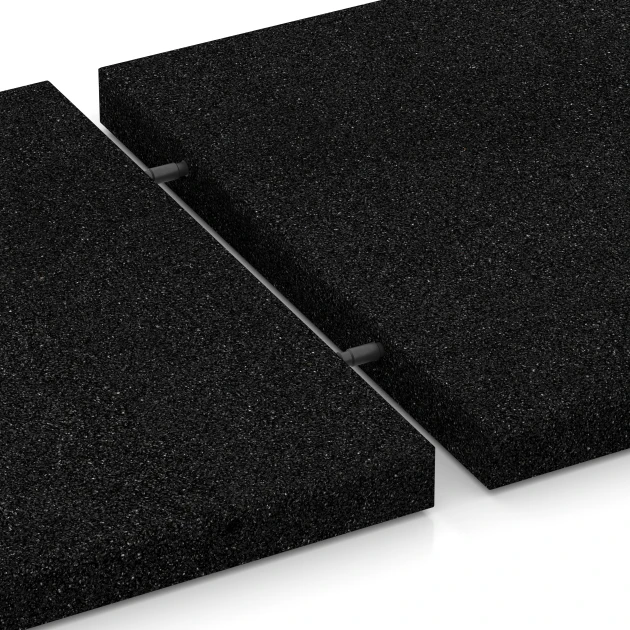 Großaufnahme vom Verbindungssystem von WARCO-Boden 6259 - Fallschutzplatte – 150 cm im Farbdesign Anthrazit. Abmessungen 50 x 50 x 4,5 cm.