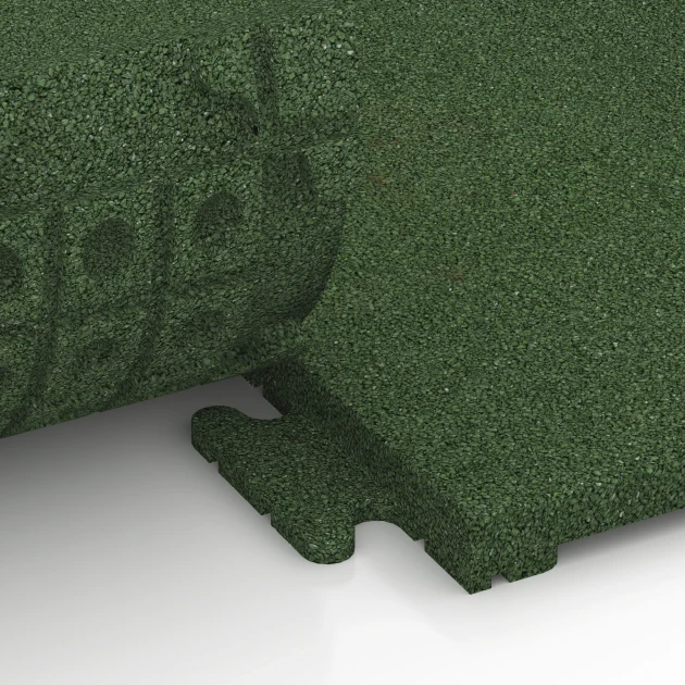 Großaufnahme vom Verbindungssystem von WARCO-Boden 7054 - Terrassenplatte Linea im Farbdesign Grasgrün. Abmessungen 50 x 50 x 3 cm | 0,25 m².