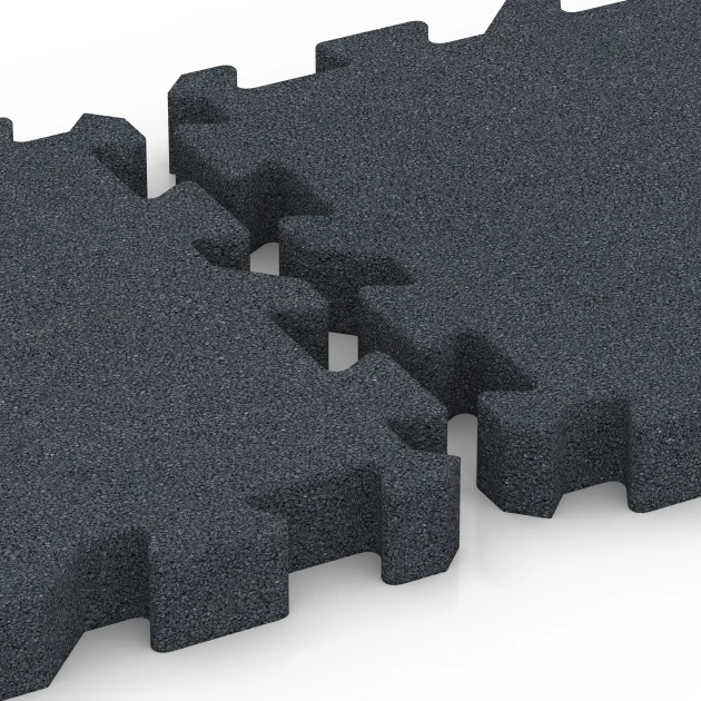 Großaufnahme vom Verbindungssystem von WARCO-Boden 6408 - Piastrella antitrauma – 220 cm im Farbdesign Grigio ardesia. Abmessungen 50 x 50 x 6 cm | 0,25 m².