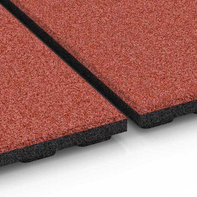 Großaufnahme vom Verbindungssystem von WARCO-Boden 6384 - Tappeto in gomma per box cavalli Comfort im Farbdesign Rosso mattone. Abmessungen 100 x 100 x 4 cm | 1,00 m².