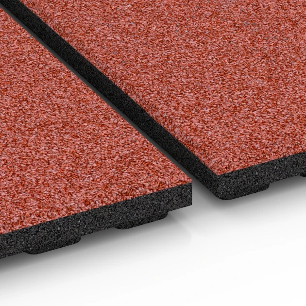 Großaufnahme vom Verbindungssystem von WARCO-Boden 6390 - Tappeto in gomma per box cavalli Lusso im Farbdesign Rosso mattone. Abmessungen 100 x 50 x 4,5 cm | 0,50 m².
