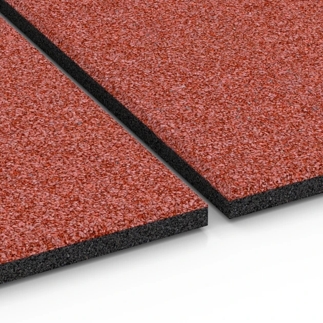 Großaufnahme vom Verbindungssystem von WARCO-Boden 6382 - Stallmatte im Farbdesign Ziegelrot. Abmessungen 100 x 50 x 3 cm | 0,50 m².