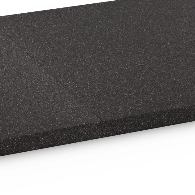 Großaufnahme vom Verbindungssystem von WARCO-Boden 6476 - Funktionsplatte Kl. 1 im Farbdesign Anthrazit. Abmessungen 52 x 52 x 2,7 cm.