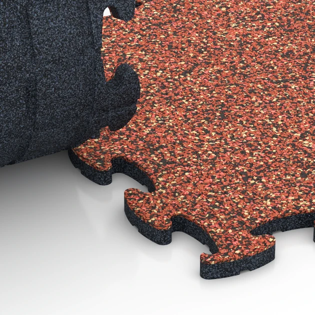 Großaufnahme vom Verbindungssystem von WARCO-Boden 6800 - Pavimento agility cani im Farbdesign Etna. Abmessungen 44,6 x 44,6 x 1,8 cm.