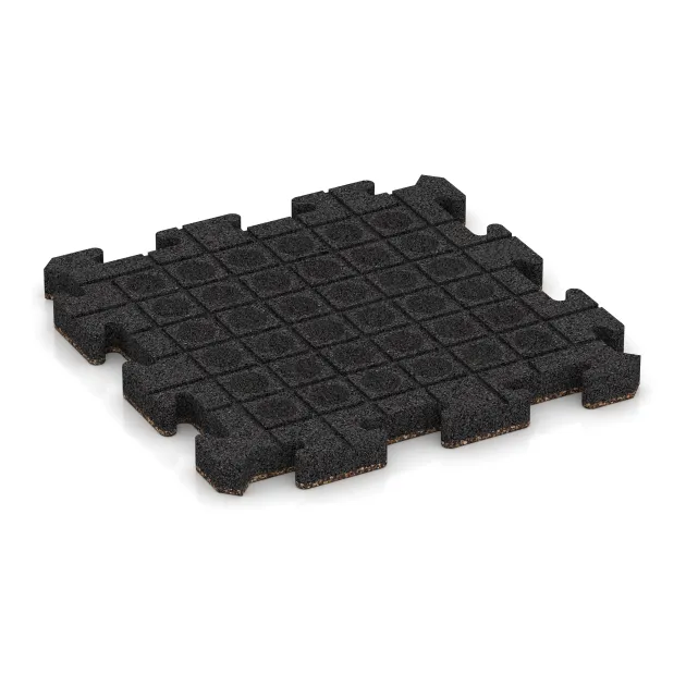 Aufsicht auf die Unterseite, also die Bodenseite von WARCO-Formteil 5932 - Indoor-Klickfliese im Format 500 x 500 x 40 mm.