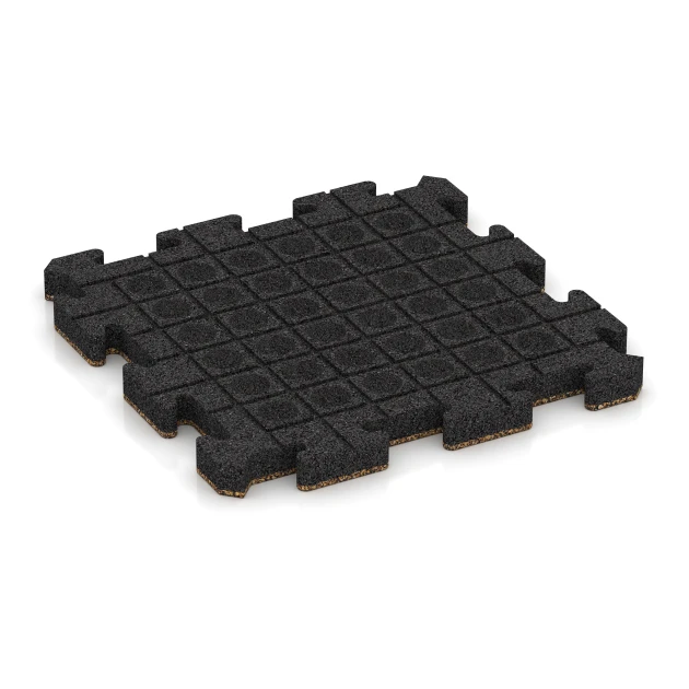 Aufsicht auf die Unterseite, also die Bodenseite von WARCO-Formteil 2861 - Fallschutz-Puzzlematte im Format 50 x 50 x 4 cm | 0,25 m².
