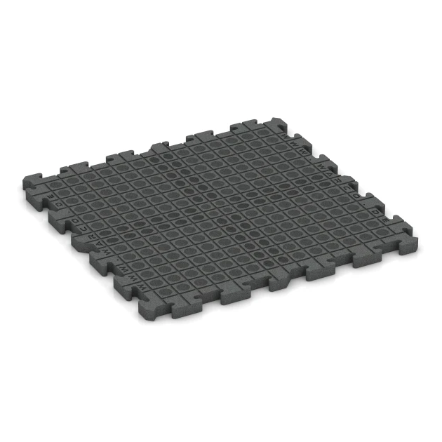 Aufsicht auf die Unterseite, also die Bodenseite von WARCO-Formteil 3478 - Pavimento per parco giochi im Format 100 x 100 x 4 cm | 1,00 m².