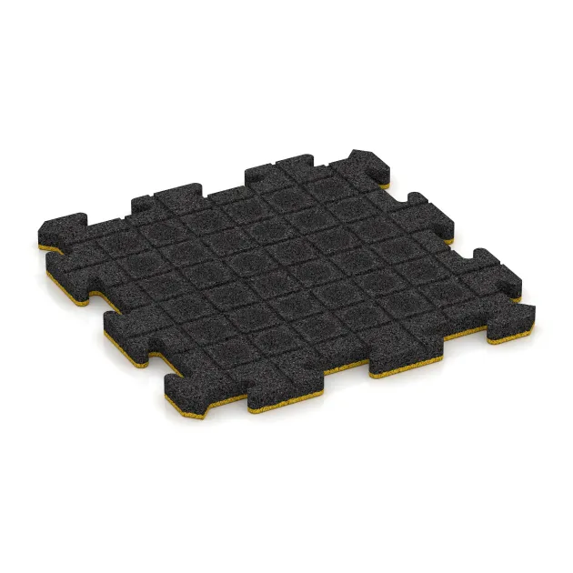 Aufsicht auf die Unterseite, also die Bodenseite von WARCO-Formteil 5300 - Fallschutz-Puzzlematte im Format 500 x 500 x 30 mm.