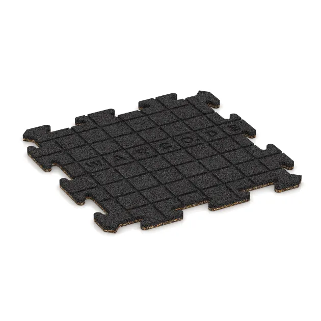 Aufsicht auf die Unterseite, also die Bodenseite von WARCO-Formteil 0067 - Spielmatte im Format 500 x 500 x 18 mm.