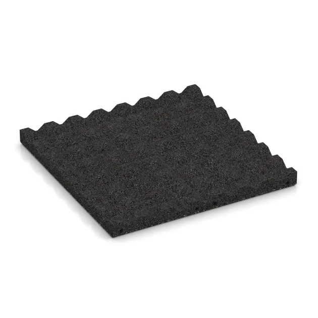 Aufsicht auf die Unterseite, also die Bodenseite von WARCO-Formteil 5345 - Fallschutzplatte im Format 500 x 500 x 40 mm.