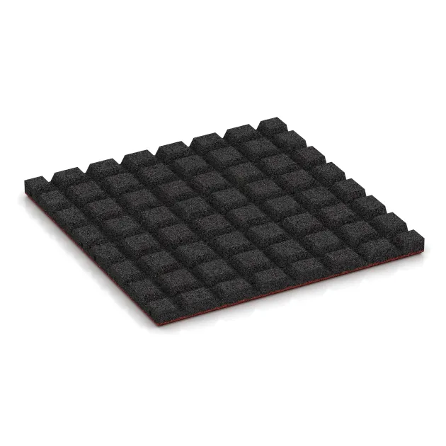 Aufsicht auf die Unterseite, also die Bodenseite von WARCO-Formteil 0540 - Piastra antitrauma im Format 500 x 500 x 30 mm.