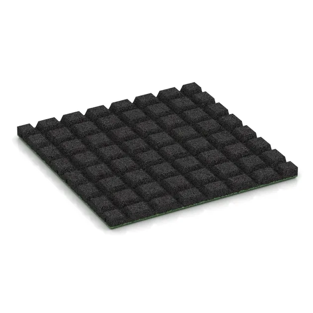 Aufsicht auf die Unterseite, also die Bodenseite von WARCO-Formteil 0547 - Piastra antitrauma im Format 500 x 500 x 30 mm.