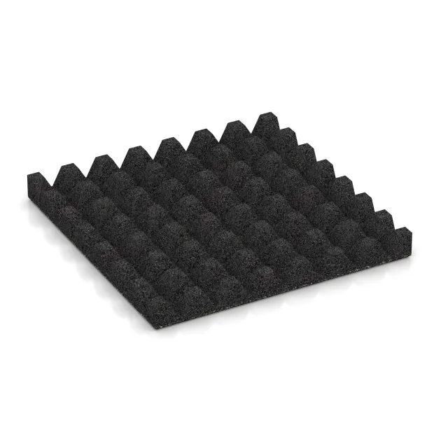 Aufsicht auf die Unterseite, also die Bodenseite von WARCO-Formteil 5359 - Fallschutzplatte im Format 500 x 500 x 50 mm.
