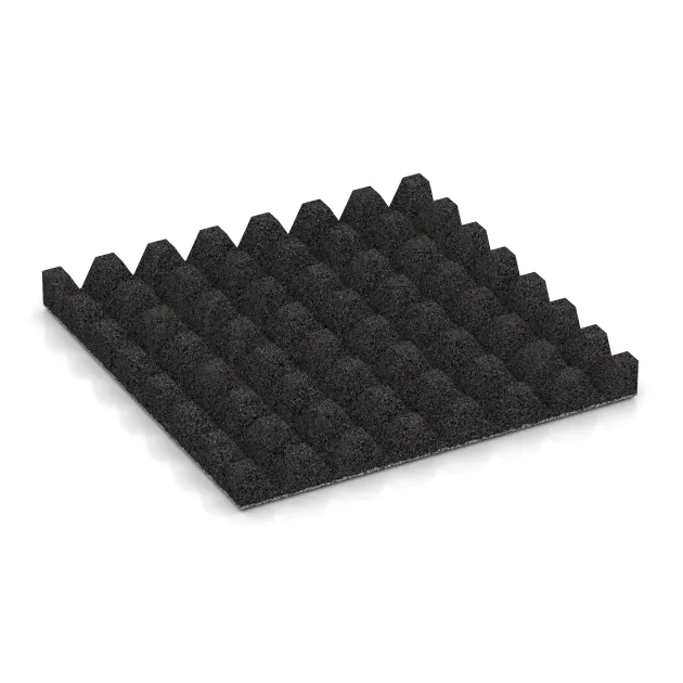 Aufsicht auf die Unterseite, also die Bodenseite von WARCO-Formteil 5573 - Mattonella antitrauma 5 cm - EN 1177 ≤ 145 cm im Format 500 x 500 x 50 mm.