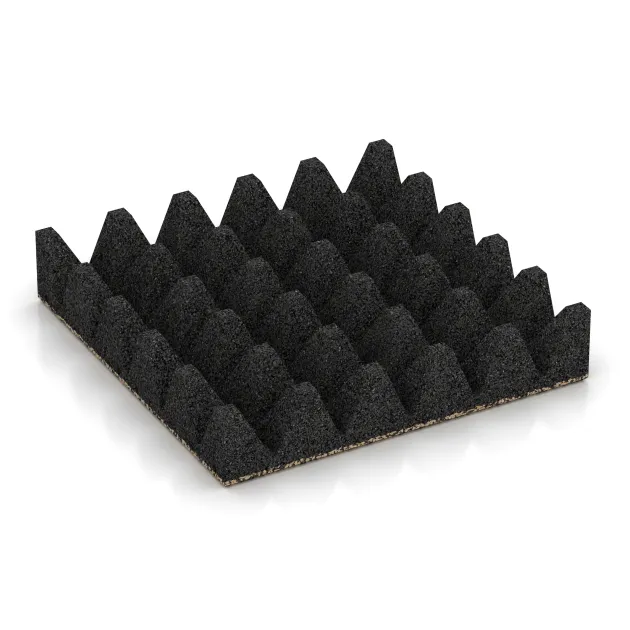 Aufsicht auf die Unterseite, also die Bodenseite von WARCO-Formteil 3699 - Piastra antitrauma im Format 500 x 500 x 100 mm.