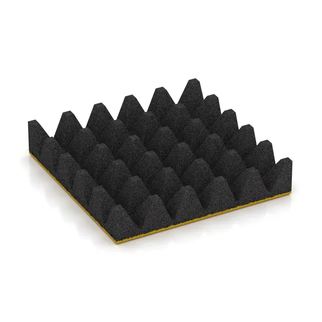 Aufsicht auf die Unterseite, also die Bodenseite von WARCO-Formteil 0740 - Piastra antitrauma im Format 500 x 500 x 100 mm.