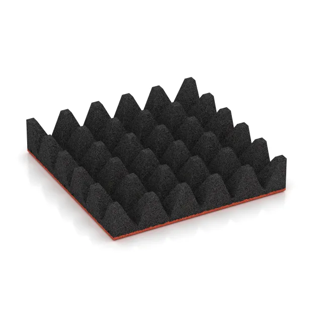 Aufsicht auf die Unterseite, also die Bodenseite von WARCO-Formteil 0742 - Fallschutzplatte im Format 500 x 500 x 100 mm.