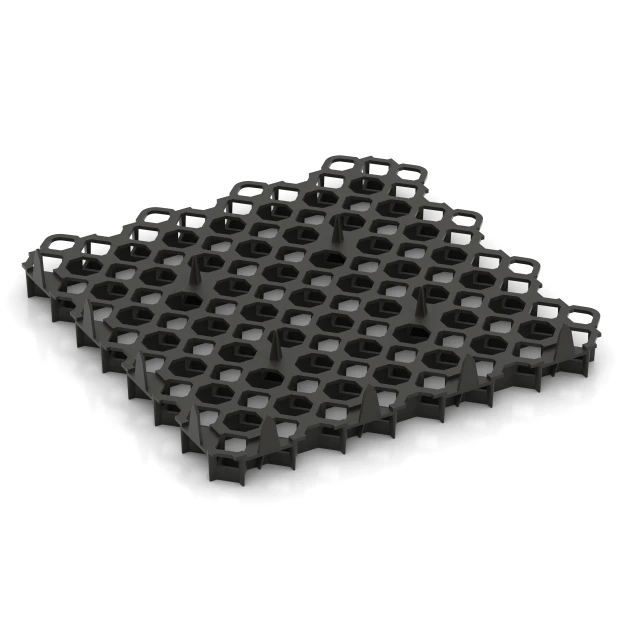 Aufsicht auf die Unterseite, also die Bodenseite von WARCO-Formteil 5207 - Griglia in plastica per ghiaia im Format 47,6 × 47,6 × 4 cm | 0,226 m².