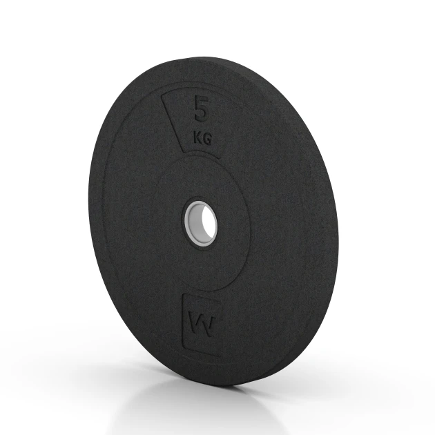 Aufsicht auf die Unterseite, also die Bodenseite von WARCO-Formteil 6084 - Bumper Plate – Hantelscheibe im Format 5 kg | ø 45,4 x 3,15 cm.