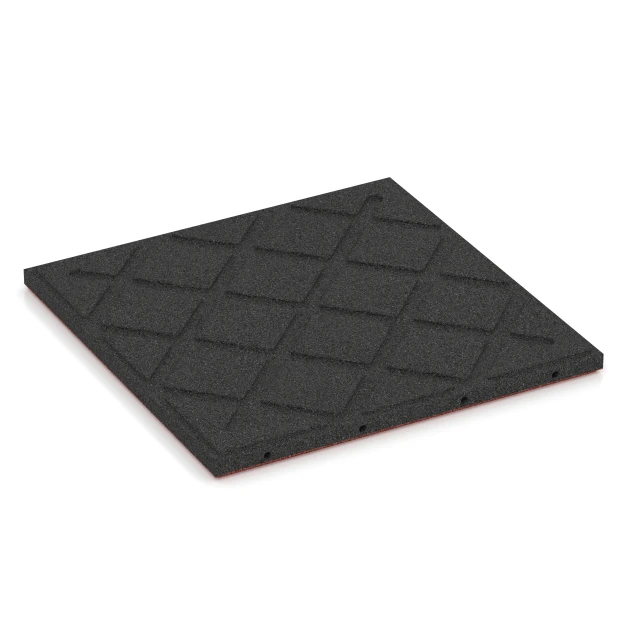 Aufsicht auf die Unterseite, also die Bodenseite von WARCO-Formteil 6288 - Piastrelle antitrauma im Format 50 x 50 x 3 cm | 0,25 m².