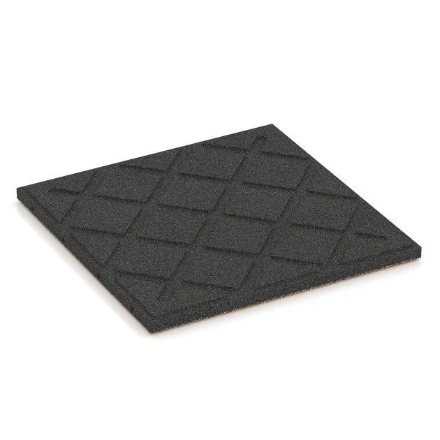 Aufsicht auf die Unterseite, also die Bodenseite von WARCO-Formteil 6421 - Fallschutzplatte – 90 cm im Format 50 x 50 x 3 cm | 0,25 m².