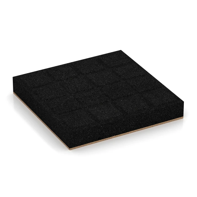 Aufsicht auf die Unterseite, also die Bodenseite von WARCO-Formteil 6234 - Fallschutzplatten im Format 50 x 50 x 8 cm.