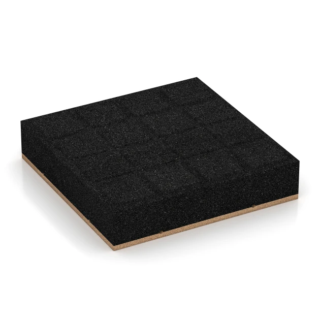 Aufsicht auf die Unterseite, also die Bodenseite von WARCO-Formteil 6231 - Piastrelle antitrauma im Format 50 x 50 x 11 cm.
