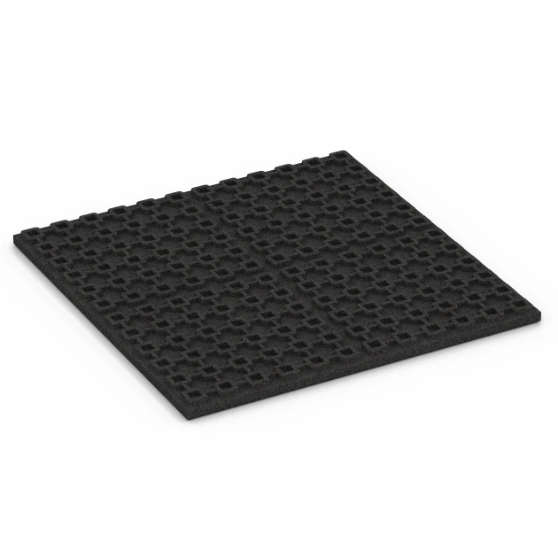 Aufsicht auf die Unterseite, also die Bodenseite von WARCO-Formteil 6387 - Tappeto in gomma per box cavalli Lusso im Format 100 x 100 x 4,5 cm | 1,00 m².