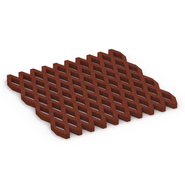 Aufsicht auf die Unterseite, also die Bodenseite von WARCO-Formteil 7010 - Fallschutz-Rasengittermatte im Format 100 x 100 x 4 cm.