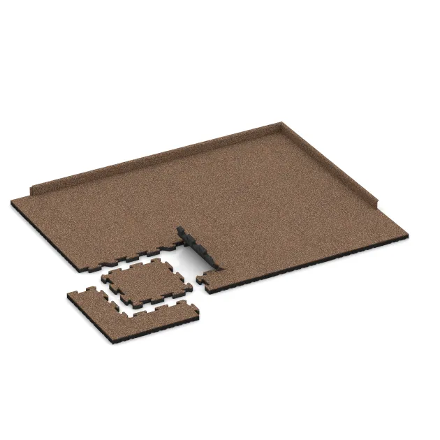 Typische Verlegung oder Einbausituation für den Artikel 5932 von WARCO - Indoor-Klickfliese, Farbton Bast & Borke in der Abmessung 500 x 500 x 40 mm.