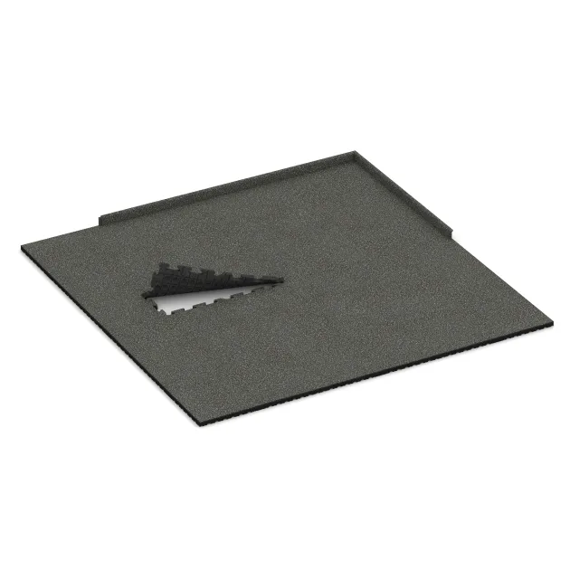 Typische Verlegung oder Einbausituation für den Artikel 3461 von WARCO - Tappetino Protettivo Fitness, Farbton Granito scuro in der Abmessung 1000 x 1000 x 40 mm.