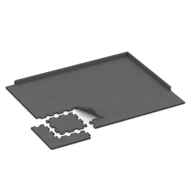 Typische Verlegung oder Einbausituation für den Artikel 4176 von WARCO - Pavimentazione sportiva in gomma HD, Farbton Grigio ardesia in der Abmessung 500 x 500 x 30 mm.