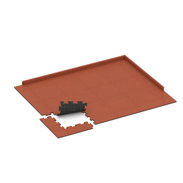 Typische Verlegung oder Einbausituation für den Artikel 6214 von WARCO - Pavimento per esterno, Farbton Rosso Arancio Chiaro in der Abmessung 500 x 500 x 18 mm.