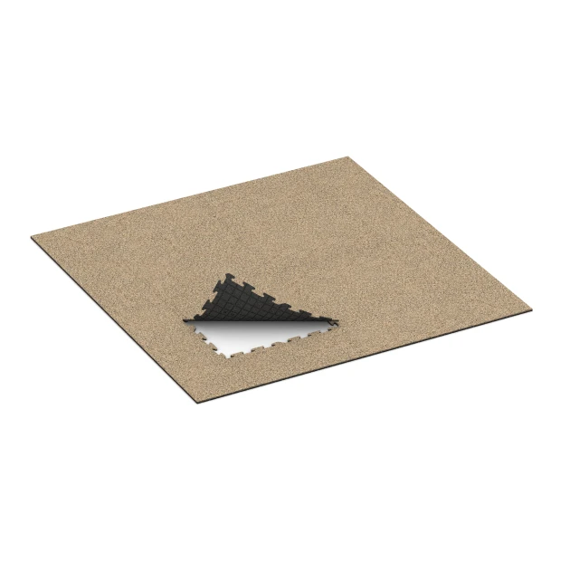 Typische Verlegung oder Einbausituation für den Artikel 5953 von WARCO - Indoor-Klickfliese, Farbton Travertin in der Abmessung 1000 x 1000 x 18 mm.