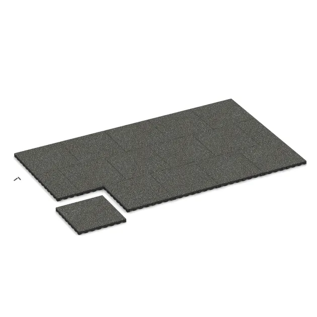 Typische Verlegung oder Einbausituation für den Artikel 5345 von WARCO - Fallschutzplatte, Farbton Dunkelgrauer Granit in der Abmessung 500 x 500 x 40 mm.