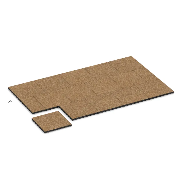 Typische Verlegung oder Einbausituation für den Artikel 5338 von WARCO - Fallschutzplatte, Farbton Rattan Lounge in der Abmessung 500 x 500 x 40 mm.