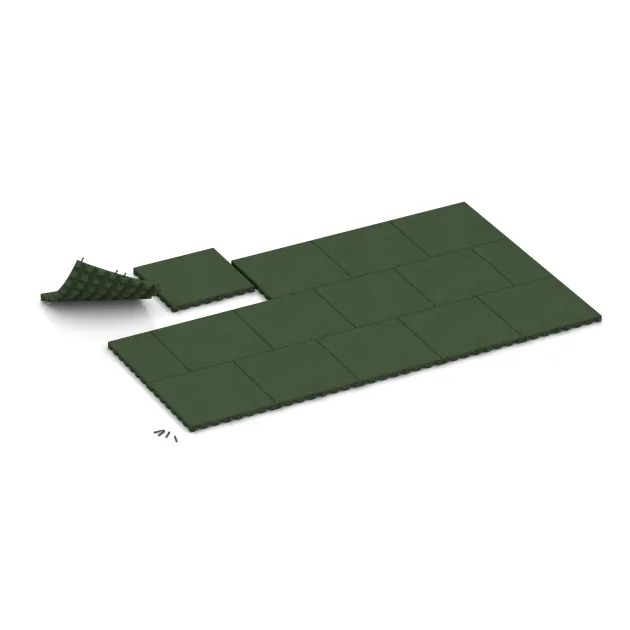 Typische Verlegung oder Einbausituation für den Artikel 0624 von WARCO - Piastra antitrauma, Farbton Verde erba in der Abmessung 500 x 500 x 40 mm.