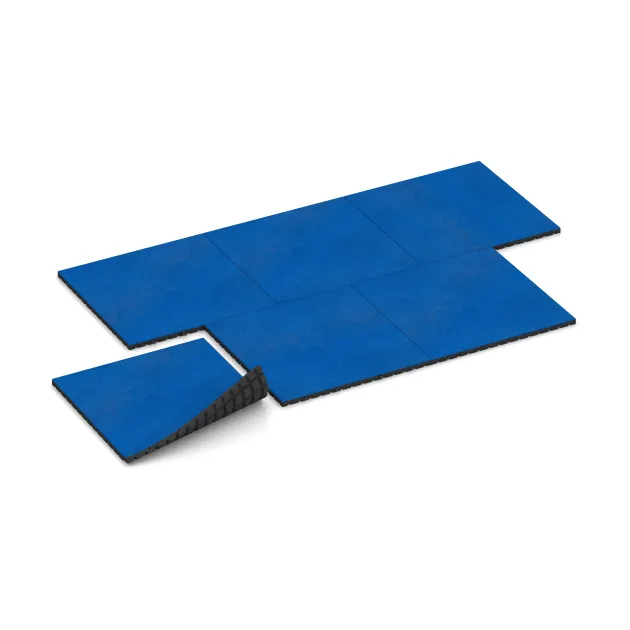 Typische Verlegung oder Einbausituation für den Artikel 0763 von WARCO - Pavimentazione antitrauma, Farbton Blu genziana in der Abmessung 1000 x 1000 x 40 mm.