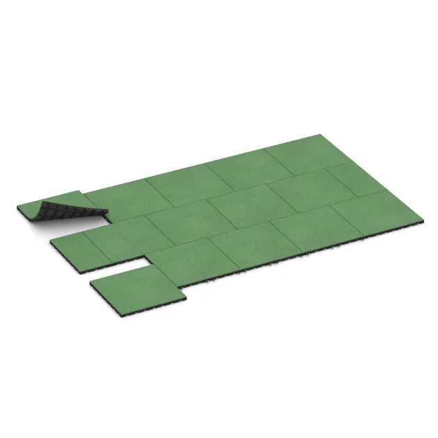 Typische Verlegung oder Einbausituation für den Artikel 0547 von WARCO - Piastra antitrauma, Farbton Verde pallido in der Abmessung 500 x 500 x 30 mm.