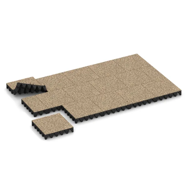 Typische Verlegung oder Einbausituation für den Artikel 3699 von WARCO - Piastra antitrauma, Farbton Travertino in der Abmessung 500 x 500 x 100 mm.