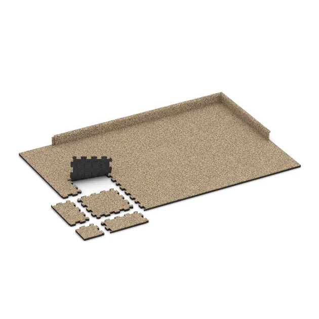 Typische Verlegung oder Einbausituation für den Artikel 5740 von WARCO - Messeboden-Klickfliese, Farbton Travertin in der Abmessung 306 x 306 x 20 mm.