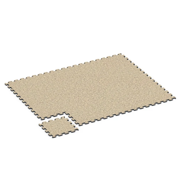 Typische Verlegung oder Einbausituation für den Artikel 6865 von WARCO - Fitness Max Floor System, Farbton Travertino in der Abmessung 44,6 x 44,6 x 1,8 cm.