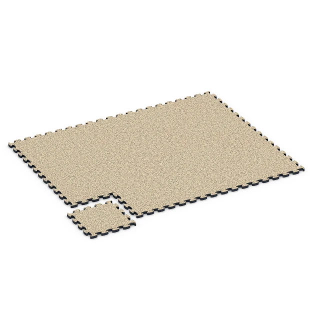 Typische Verlegung oder Einbausituation für den Artikel 6883 von WARCO - Fitness Max Floor System, Farbton Travertino in der Abmessung 44,6 x 44,6 × 2,8 cm.
